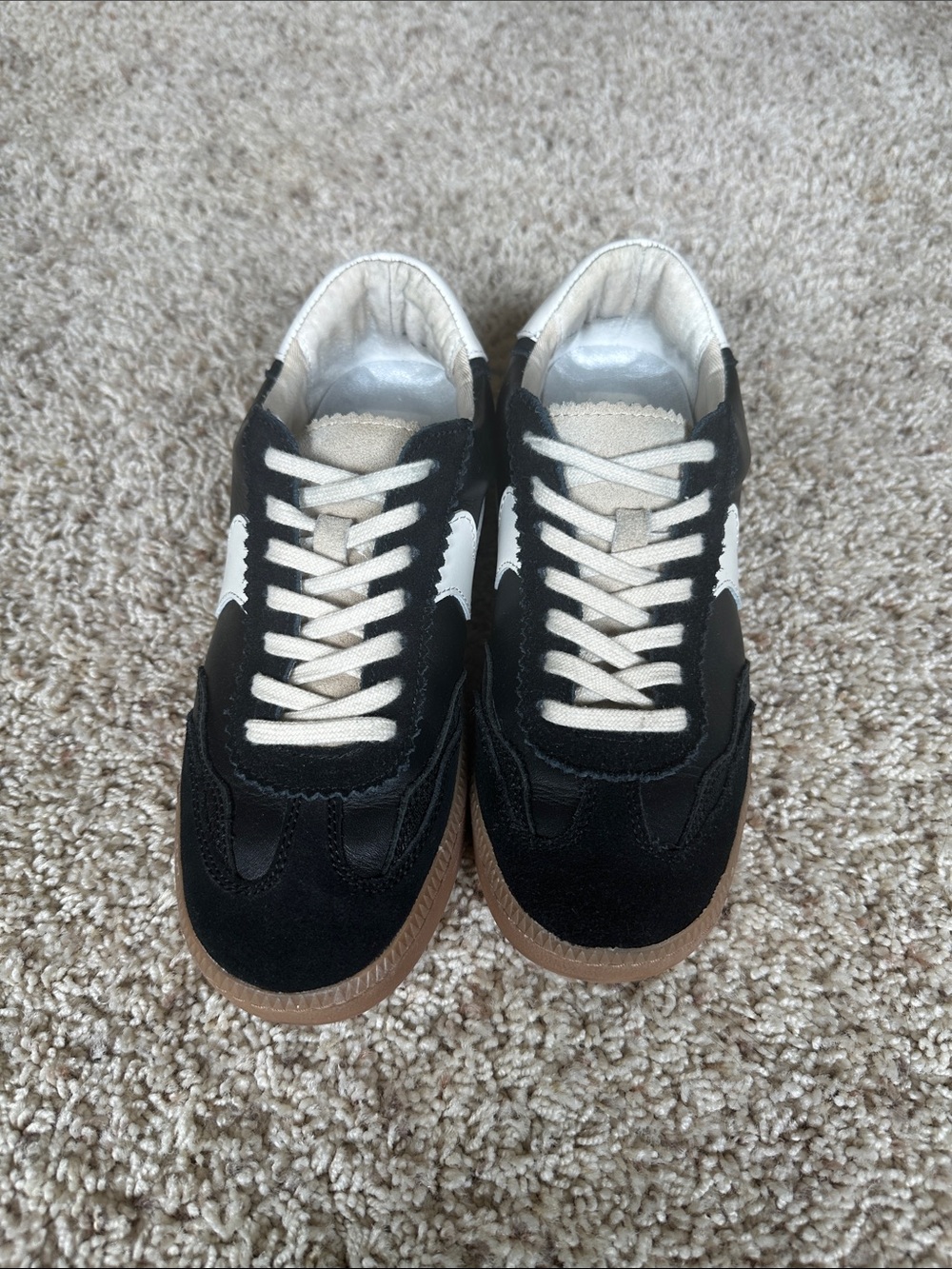 Dolce Vita Kids Black and Cream Lace-Up Sneakers with Gum Sole